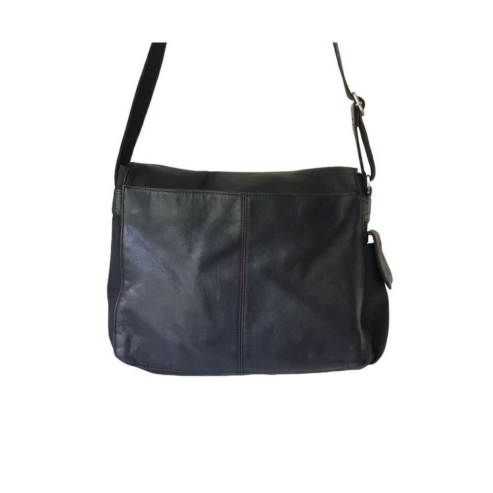 Fossil Crossbody Bag Black Shoulder Leather Microfiber Work Fashion Business